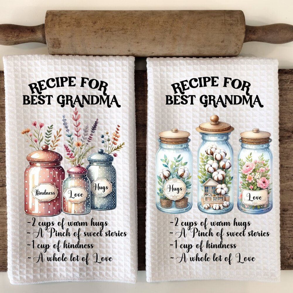 Best Grandma Kitchen Towel, Grandma Recipe Dish Towel, Grandma Gift Towel Set